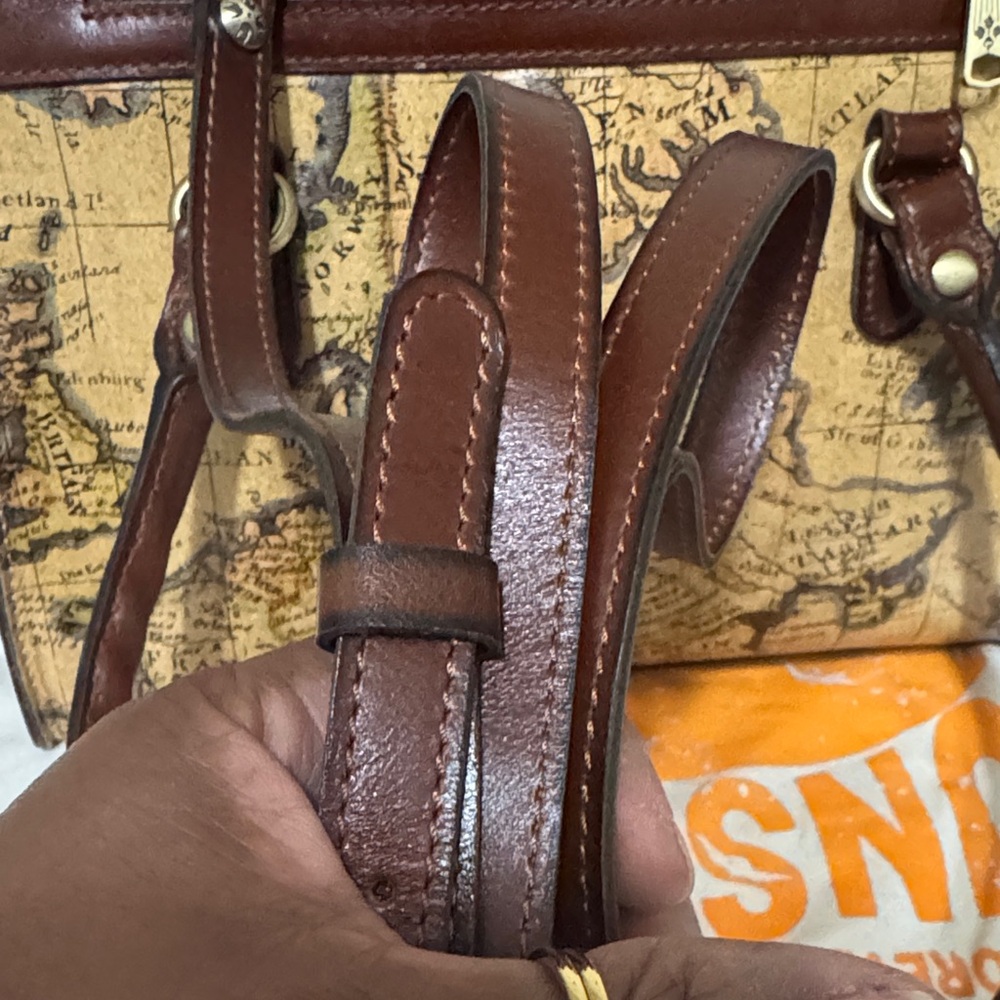 Patricia Nash Map-Print Shoulder Bag in Brown and Tan - Picture 2 of 11
